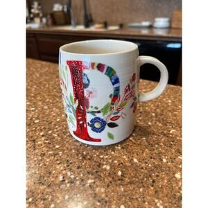 Anthropologie "Petal Palette" monogram mug designed by Starla M. Halfmann.